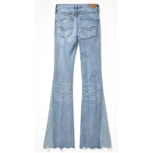 American Eagle Festival Flare Jean 16 Next Level Stretch Denim Distress Fray NEW - Picture 5 of 12